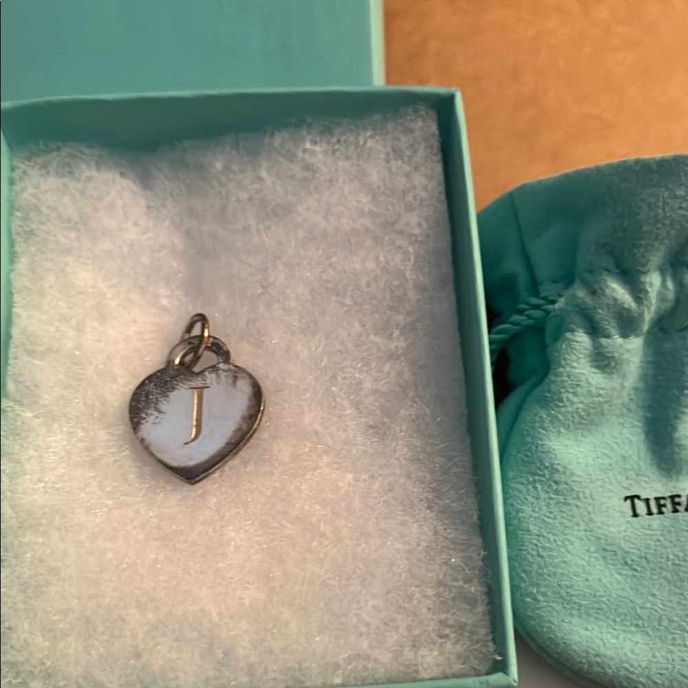 Tiffany & Co. Silver Heart Charm with Initial (J)